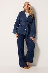 LTS Tall Women's Blue Denim Short Trench Coat | Long Tall Sally 1