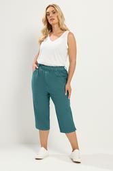 YOURS Plus Size Green Cropped Trousers | Yours Clothing 1