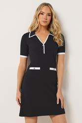 LTS Tall Women's Black Collared Ribbed Mini Dress | Long Tall Sally  3