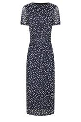LTS Tall Women's Navy Blue Polka Dot Twist Mesh Midi Dress | Long Tall Sally 5