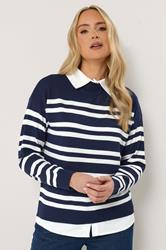 LTS Tall Women's Navy Blue Stripe 2-In-1 Jumper | Long Tall Sally  3