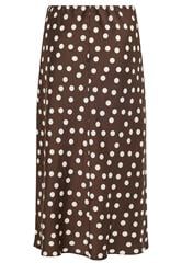 YOURS Plus Size Chocolate Brown Polka Dot Satin Skirt | Yours Clothing 6