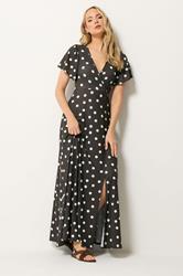 LTS Tall Women's Chocolate Brown Polka Dot Wrap Maxi Dress | Long Tall Sally  1
