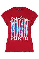 YOURS Plus Size Red 'Sardines' Knitted Vest Top | Yours Clothing 5