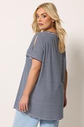 YOURS Plus Size Navy Blue Stripe Swing Top | Yours Clothing 4
