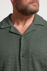 BadRhino Big & Tall Green Textured Revere Shirt | BadRhino 5