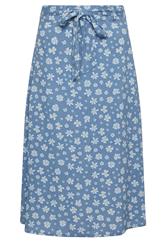 PixieGirl Petite Blue Daisy Belted Midi Skirt