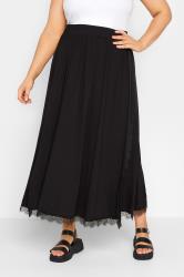 Women's Black Lace Ribbon Trim Maxi Skirt - Size 0