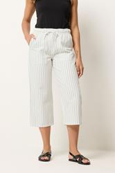 M&Co White Stripe Cotton Wide Leg Cropped Trousers | M&Co 2