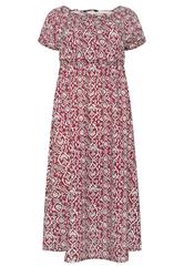 M&Co Petite Red Abstract Tie Neck Midi Dress | M&Co 5