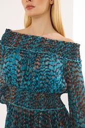 STAR Teal Blue Printed Bardot Top | StarByJM 2