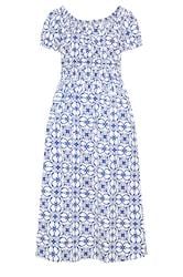 YOURS Curve White Floral Poplin Bardot Dress