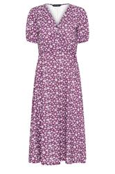 M&Co Berry Red Ditsy Floral Midi Wrap Dress
