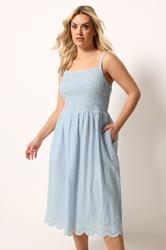 YOURS Plus Size Blue Stripe Shirred Dress | Yours Clothing 3