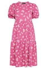 YOURS Plus Size Pink Daisy Tiered Midi Dress | Yours Clothing 5