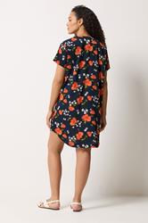 M&Co Blue Floral Notch Neck Midi Dress | M&Co 2