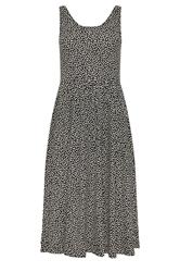 M&Co Petite Black Spot Print Sleeveless Cotton Midi Dress