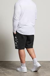 BadRhino Big & Tall Black Skull Printed Jogger Shorts | BadRhino 2
