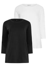 M&Co pack de 2 tops de algodón negros y blancos 