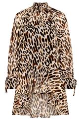 STAR Brown Animal Print Dipped Hem Tunic Top
