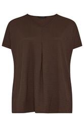 EVANS Curve Chocolate Brown Plisse Pleat Top