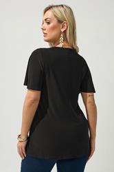YOURS LONDON Plus Size Black Buckle Swing Top | Yours Clothing 2