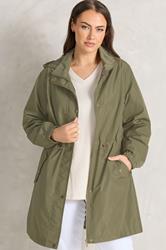 EVANS Plus Size Khaki Green Lightweight Rain Jacket | Evans 3