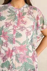 EVANS Curve Green Floral Frill sleeve Blouse | Evans 5