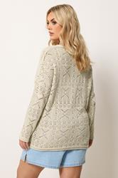 YOURS Plus Size Natural Brown Pointelle Stitch Jumper | Yours Clothing 2