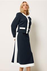 M&Co Navy Blue Colourblock Dress And Jacket Set | M&Co 1