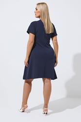 LIMITED COLLECTION Plus Size Navy Blue  Skater Pleat Dress | Yours Clothing 2