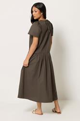 PixieGirl Petite Women's Chocolate Brown Cotton Poplin Maxi Dress | PixieGirl 2