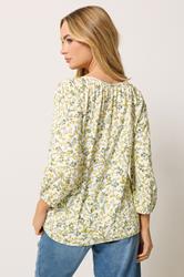 M&Co White & Yellow Floral Button Down Cotton Blouse | M&Co 2