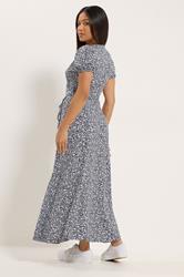 M&Co Petite Navy Blue Floral Print Maxi Wrap Dress | M&Co 2
