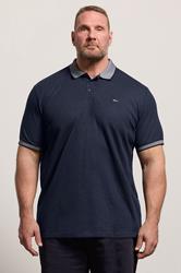 BadRhino Big & Tall Navy Blue Two Tone Waffle Polo Shirt | BadRhino 3