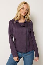 M&Co Purple Faux Suede Biker Jacket | M&Co 3