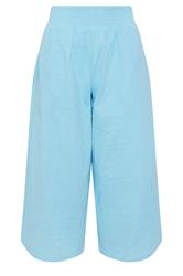 PixieGirl Petite pantalones anchos de muselina de algodón azul claro de corte cropped