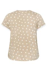 YOURS Plus Size Mocha Brown Spot Contrast Sleeve T-Shirt | Yours Clothing 2