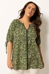 YOURS Curve Green Ikat Print Blouse