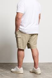 BadRhino Big & Tall Stone Brown Washed Slub Cotton Cargo Shorts | BadRhino 4