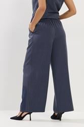 PixieGirl Petite Women's Navy Blue Pinstripe Wide Leg Trousers | PixieGirl 5