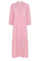 M&Co – Gestuftes Maxikleid in Rosa mit halblanger Knopfleiste