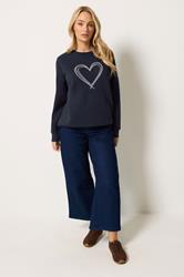M&Co Navy Blue Animal Print Heart Sweatshirt | M&Co 1
