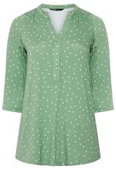 YOURS Curve Green Polka Dot Shirt