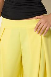 PixieGirl Petite Women's Yellow Pleated Cropped Wide Leg Trousers | PixieGirl  4