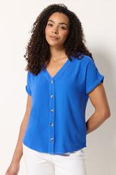 M&Co Cobalt Blue Button Front Blouse | M&Co 3