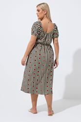 LIMITED COLLECTION Plus Size Black Strawberry Gingham Bardot Dress | Yours Clothing 2