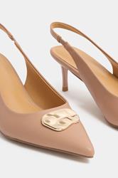 LTS Camel Brown Hammered Slingback Heels In Standard Fit | Long Tall Sally 4