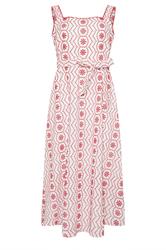 M&Co White & Red Embroidered Cotton Tie Waist Dress | M&Co 7