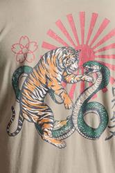 BadRhino Big & Tall Stone Brown Extra Long Acid Wash Tiger Graphic T-Shirt | BadRhino 4